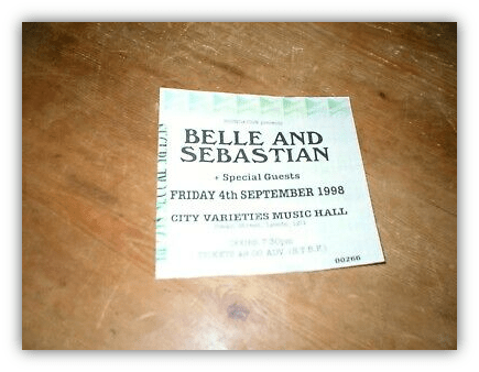 Belle and Sebastian Ticket Stub 