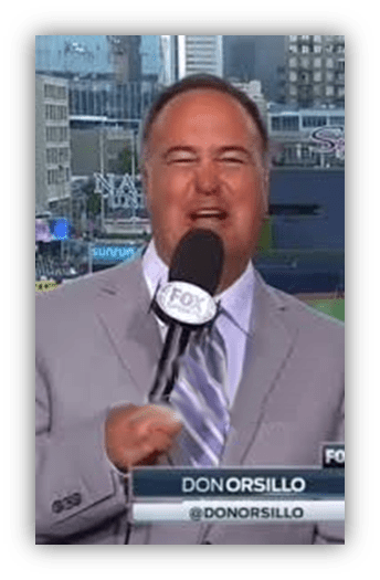 Don Orsillo broadcasting live from the sports commentary booth.