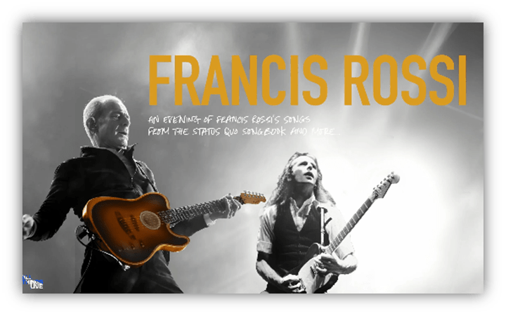 Francis Rossi performing live, showcasing songs from the Status Quo songbook.