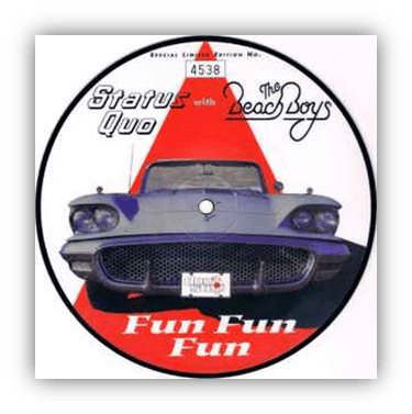 "Vintage vinyl record featuring Status Quo and The Beach Boys, titled 'Fun Fun Fun.'"