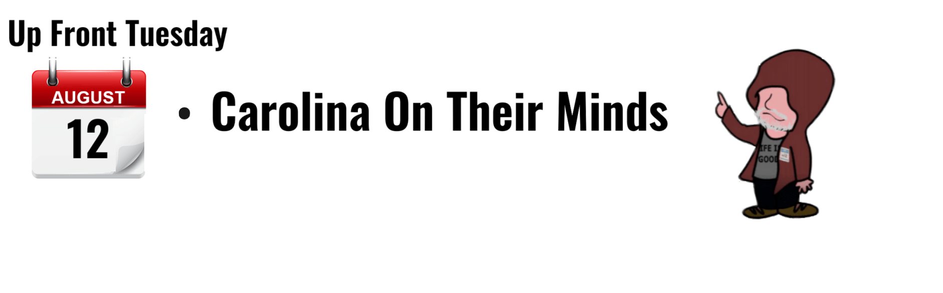 "August 12 calendar event titled 'Carolina On Their Minds' with a cartoon character."