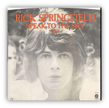 "Rick Springfield 'Speak to the Sky' album cover featuring a close-up of the artist."