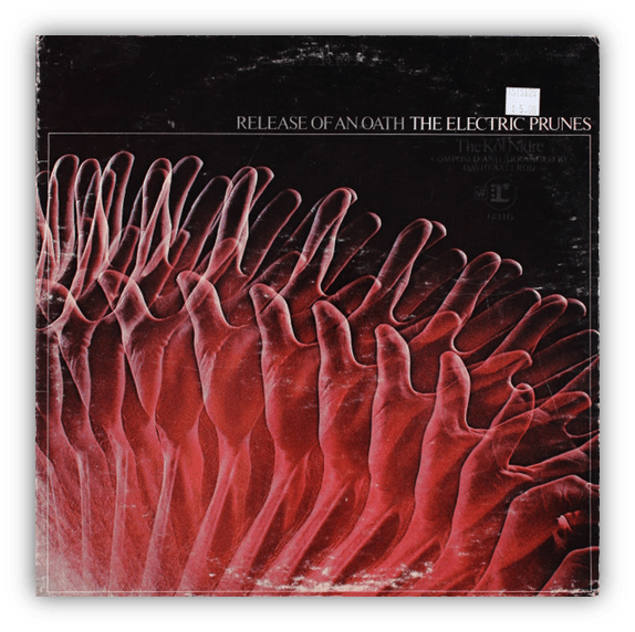 Album cover for "Release of an Oath" by The Electric Prunes featuring abstract red design.
