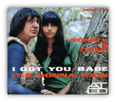 "Sonny and Cher album cover for 'I Got You Babe' featuring the couple outdoors."