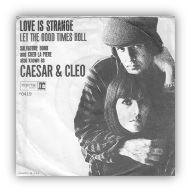 Black and white vintage album cover for "Love Is Strange" by Caesar & Cleo.