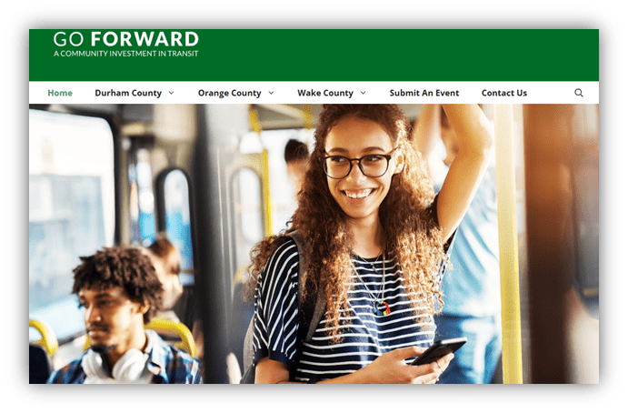 "Smiling young woman on public transit, engaging with her smartphone."