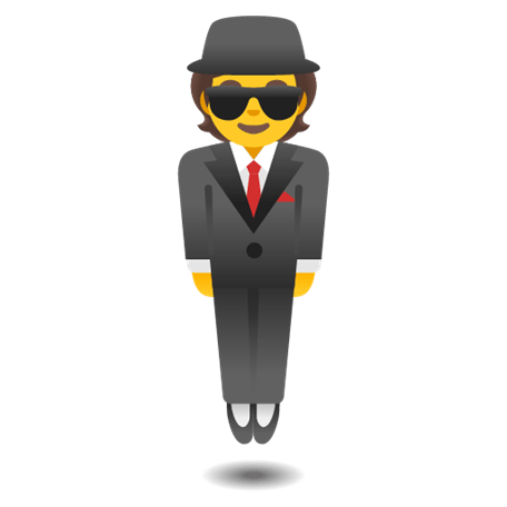 "Stylish emoji figure in a suit and sunglasses, exuding confidence."