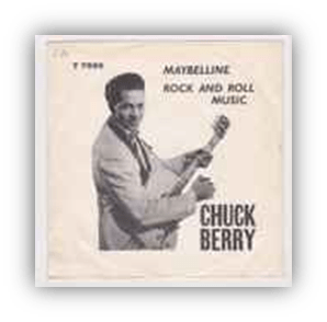 "Chuck Berry Maybelline single cover featuring the iconic rock and roll musician."