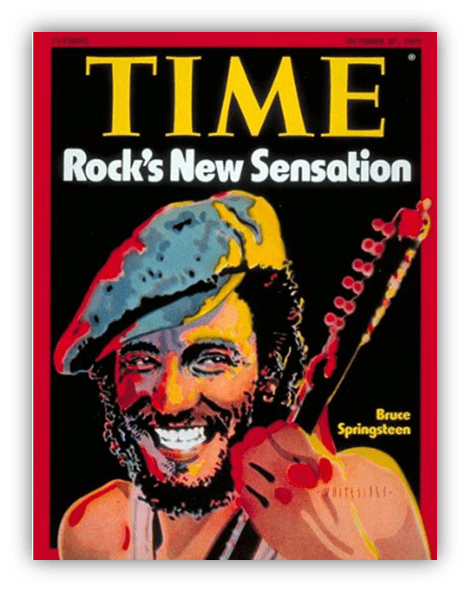 "Time magazine cover featuring Bruce Springsteen as 'Rock's New Sensation,' October 1975."