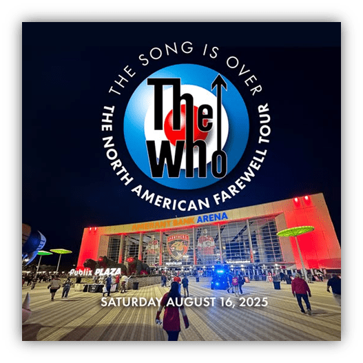 "The Who North American Farewell Tour poster at Amway Center, August 16, 2025."