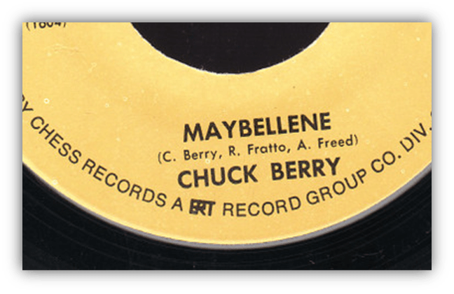 Alt text: "Label of Chuck Berry's 'Maybellene' record from Chess Records."