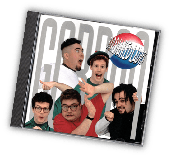 "Barenaked Ladies 'Gordon' album cover featuring five band members in playful poses."