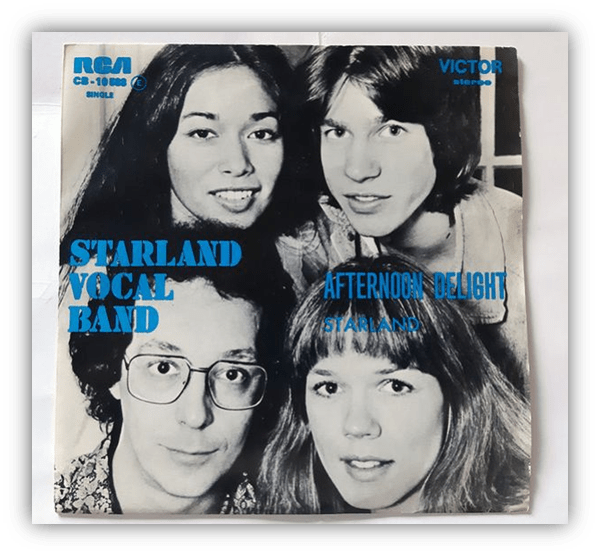 Alt text: "Starland Vocal Band album cover for 'Afternoon Delight' featuring four members."