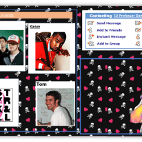 "Collage of DJ Professor Dan's friends, featuring Fall Out Boy, Kanye, Mylo, and Tom, on a vibrant background."