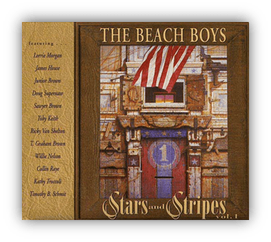 Album cover for "Stars and Stripes Vol. 1" by The Beach Boys featuring an American flag and various artists.