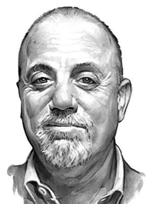 "Black and white sketch of a middle-aged man with a beard, smiling softly."