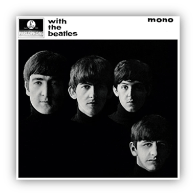 Album cover of "With The Beatles" featuring the band members in black and white.