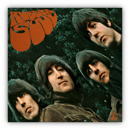 "Album cover of The Beatles' 'Rubber Soul' featuring the band members."