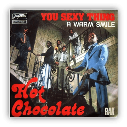 Album cover of "You Sexy Thing" by Hot Chocolate featuring the band on a staircase.