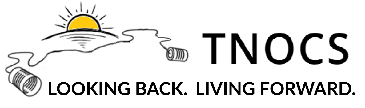 "Logo of TNOCS with sun graphic and tagline 'Looking Back. Living Forward.'"