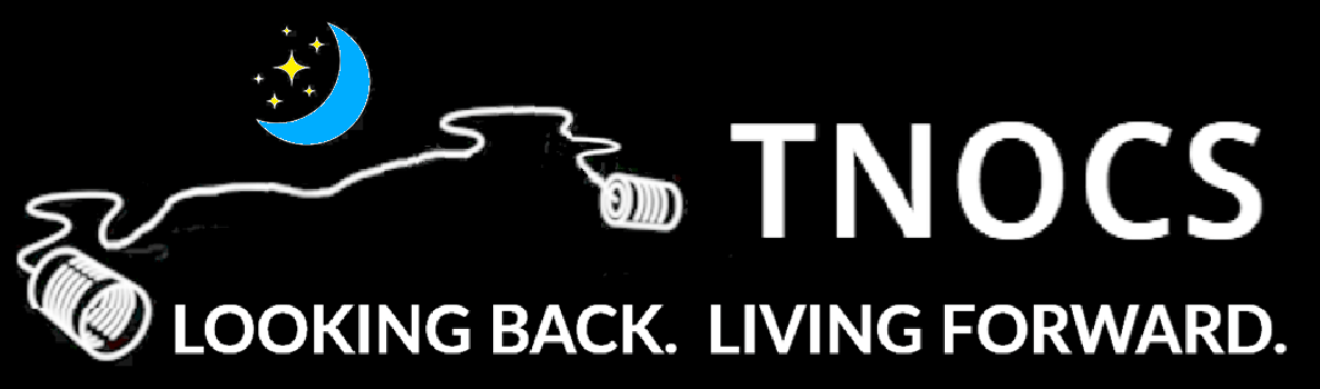 Logo of TNOCS with tagline "Looking Back. Living Forward." featuring a moon and a graphic element.